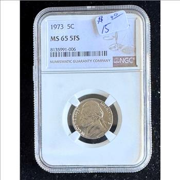 1973 5C, NGC GRADED MS-65 5FS COIN IN THE SLAB