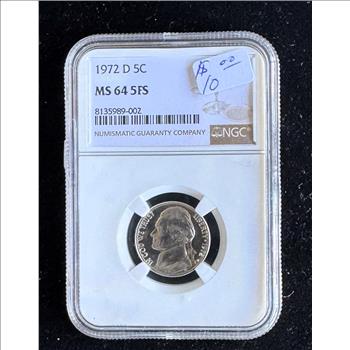 1972-D 5C, NGC GRADED MS-64 5FS COIN IN THE SLAB