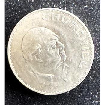 1965 WINSTON CHURCHILL QUEEN ELIZABETH II UNC COIN