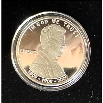 2009 LIBERIA TRIBUTE TO LINCOLN $1 DOLLAR, PROOF  COIN IN A CAPSULE