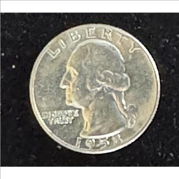 1958 SILVER QUARTER, UNC BRIGHT LUSTER COIN