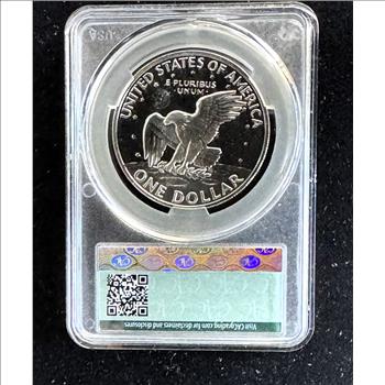 1971-S SILVER CAMEO PROOF EISENHOWER $1 DOLLAR, CAC GRADED PROOF-63 CAMEO, GEM COIN, IN A SLAB