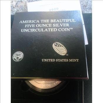 AMERICA THE BEAUTIFUL 5 TROY oz 99.9 UNC SILVER COIN, NAT PARK AMERICAN SAMOA, ORIG US MINT SEALED CAPSULE, PKG, COA, UNBLEMISHED GEM