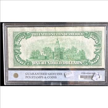 1929 SERIES $100 DOLLAR NATIONAL CURRENCY NOTE, BANK OF NEW YORK, PCS GUARENTEED IN A SEALED SLAB