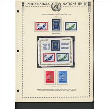 United Nations New York Stamps 1970. 25th Anniversary of United Nations, Peace and Progress and Justice and Progess.