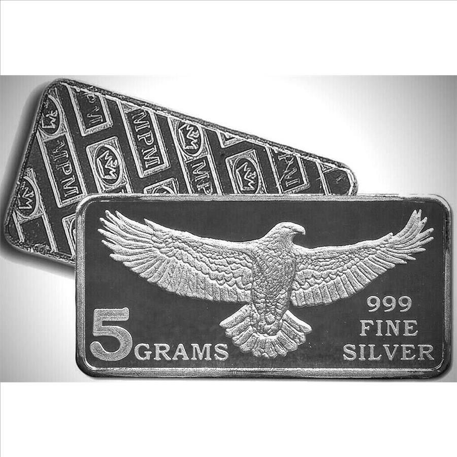 5 Gram .999 Silver Bar Eagle Design Property Room