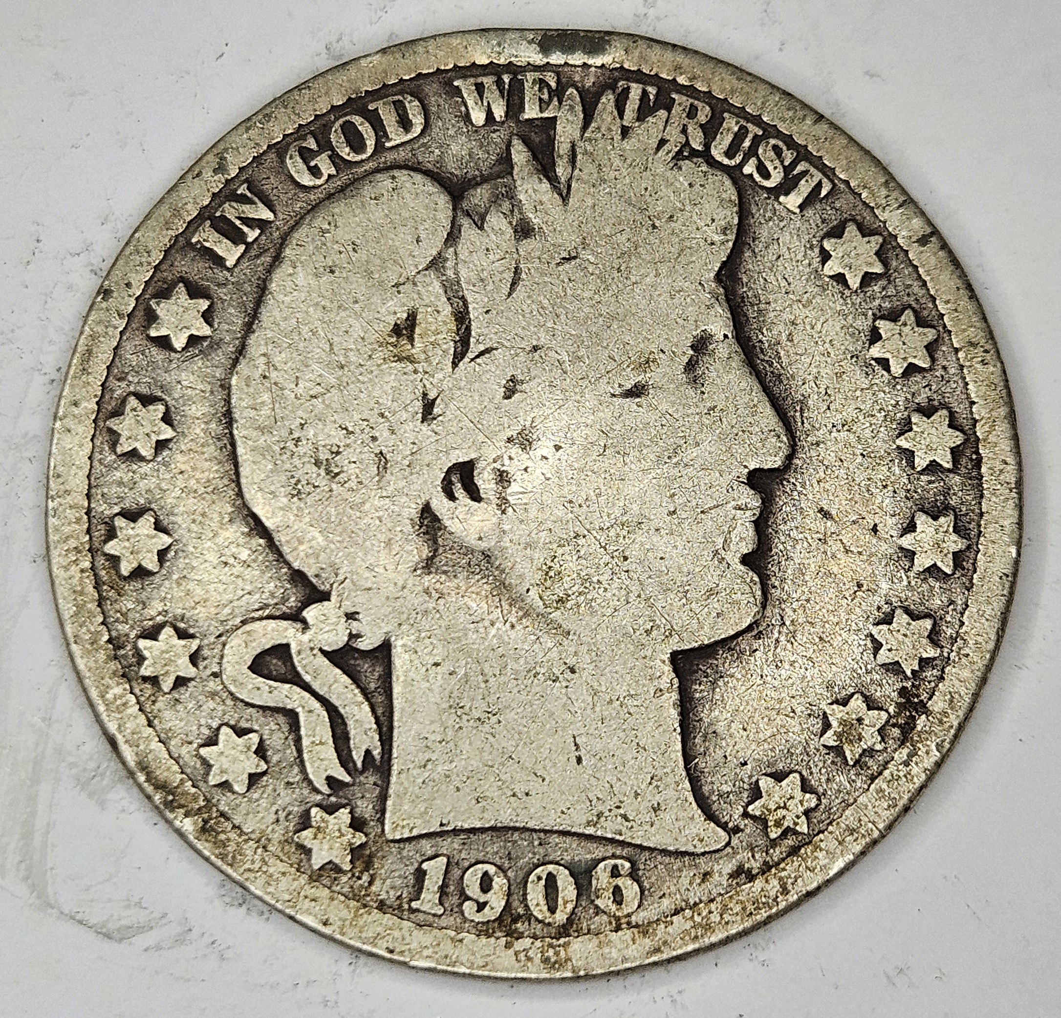 1906 'D" Denver Mint - Barber Half Dollar- 90% Silver Coin