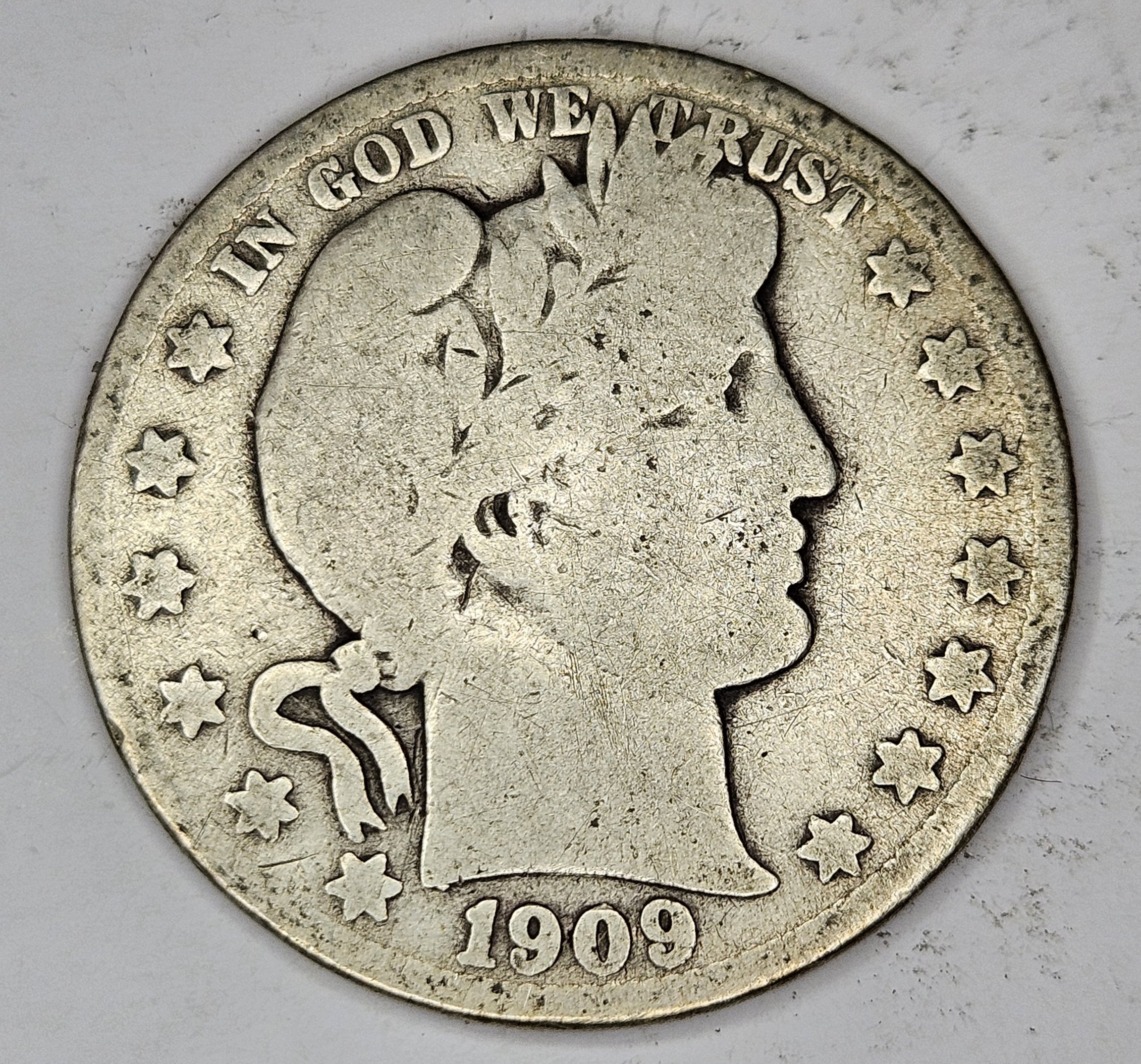 1909 San Francisco "S" Mint Barber Half Dollar - 90% Silver Coin