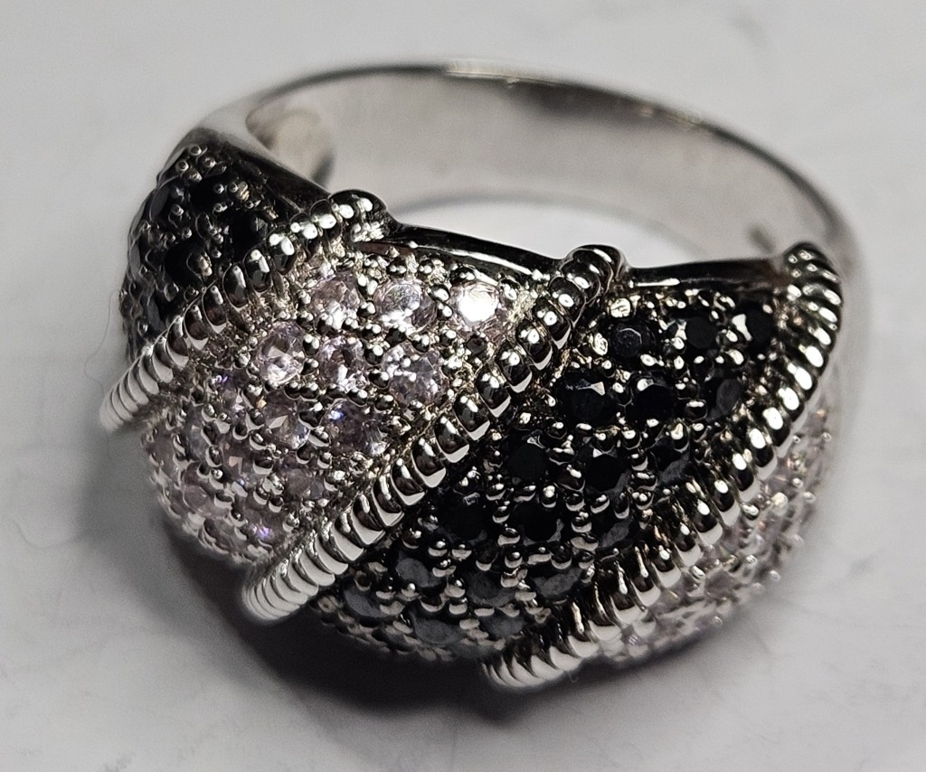 Fancy 2 Tone Sterling Silver Ring