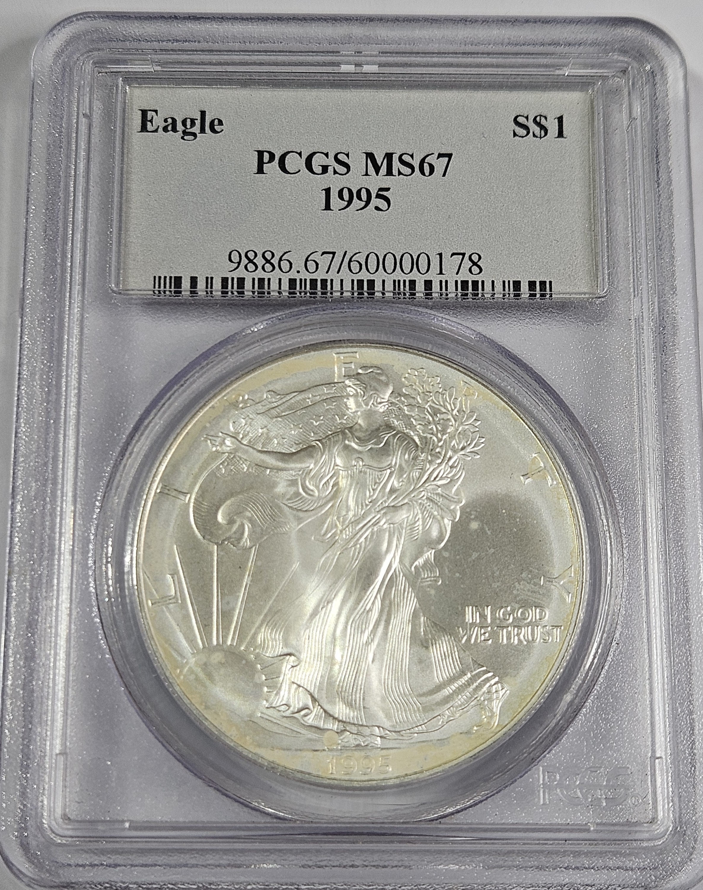 1995 Better Date US Silver Eagle MS 67 PCGS Graded - Compare at $99!