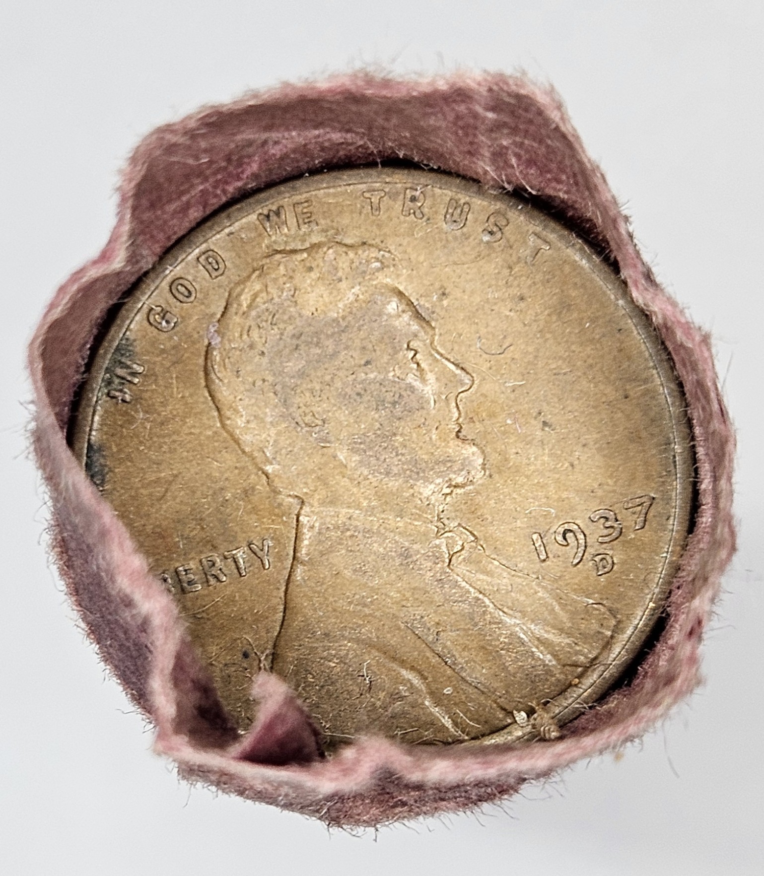 1937 D Roll of Lincoln Wheat Cents- Circulated Old Dealer Roll