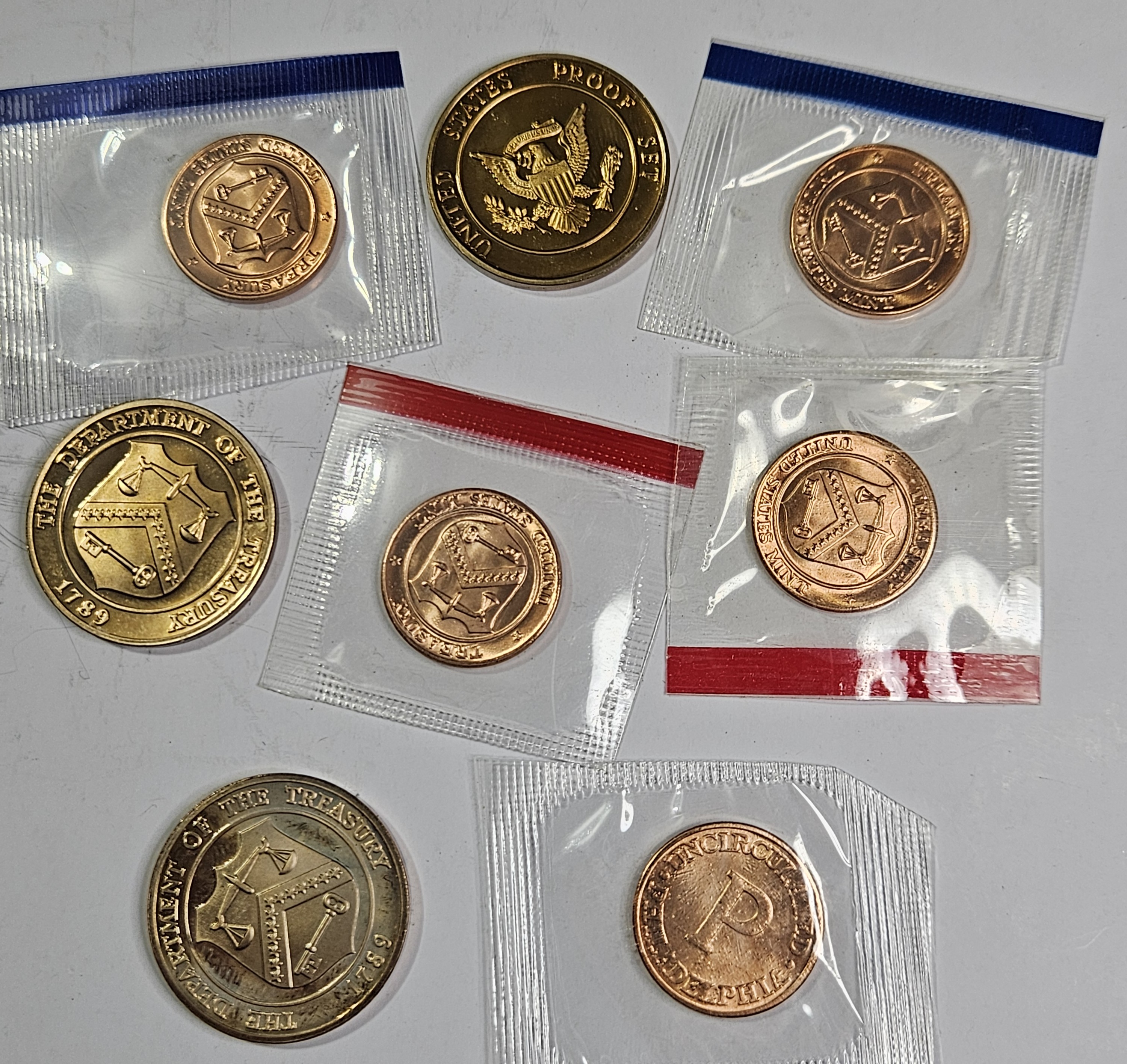 Lot of (8) US Mint medallions from Proof and Mint Sets