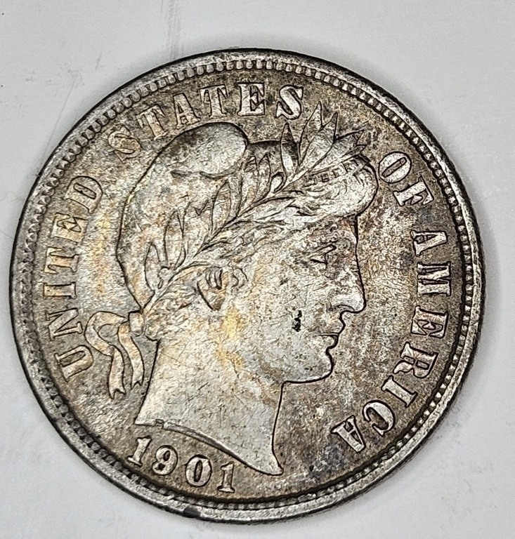 1901 Original AU Barber Dime - Untouched Coin
