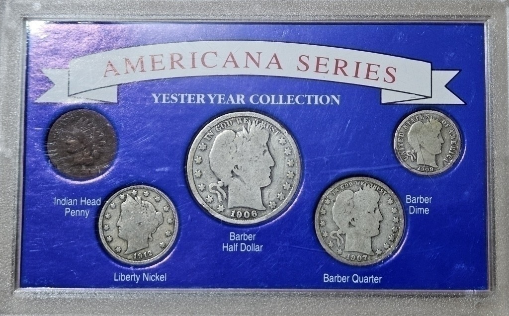 Americana Series Barber Silver Liberty Coins - 
