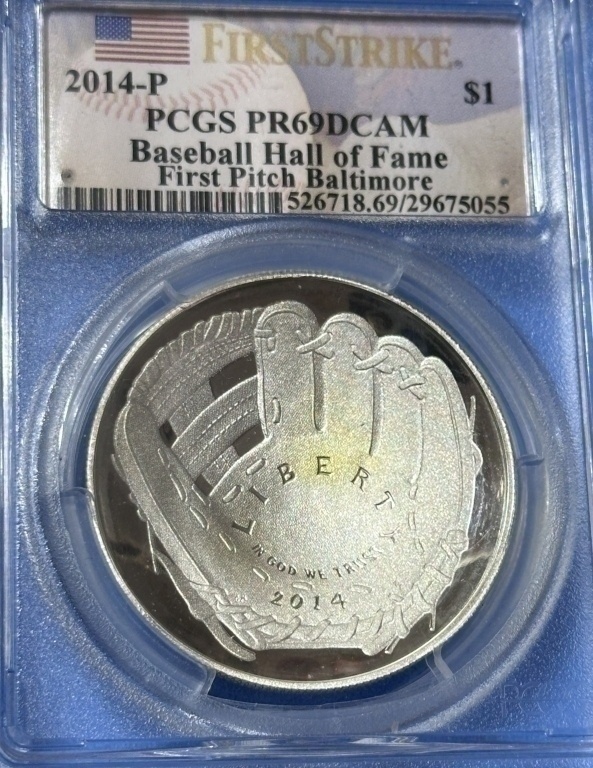 2014 "P" PRF69 DCAM  PCGS Baseball HOF Dollar