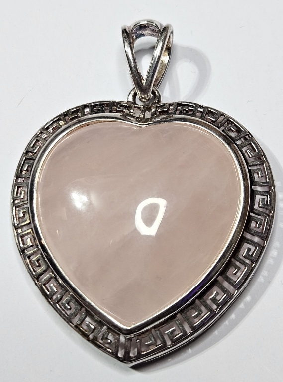 Sterling Silver Rose Quartz Heart Shape Pendant
