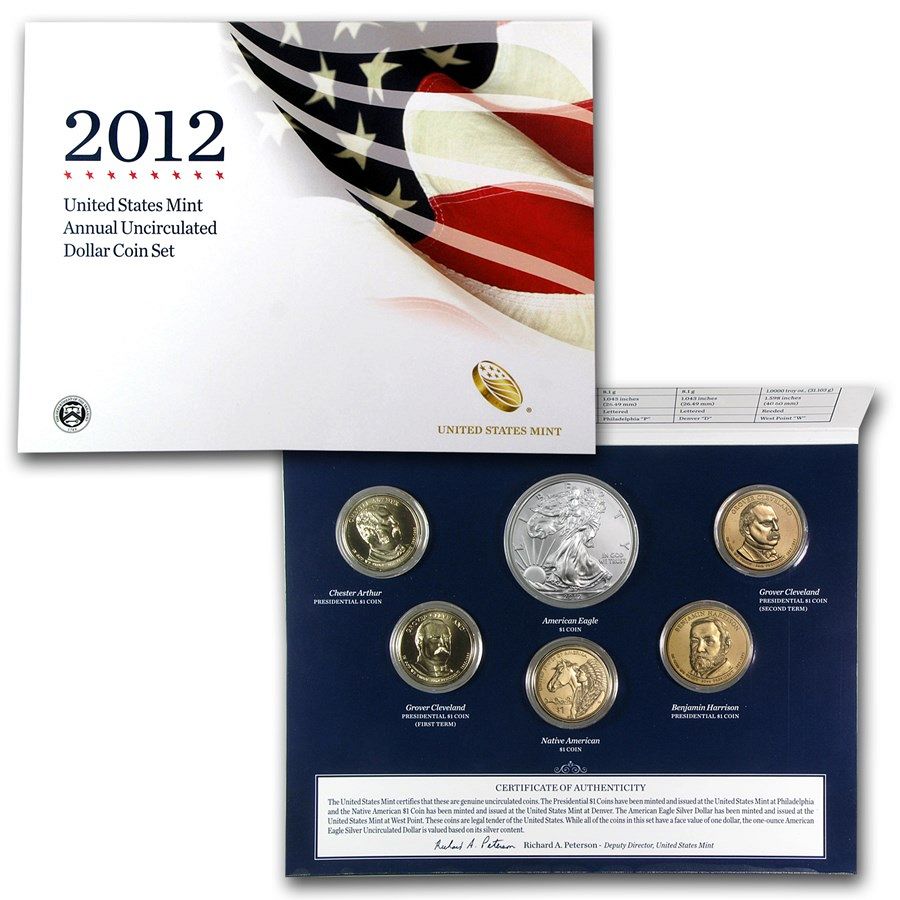 2012 US Annual Dollar Set - Silver Eagle and Sacagawea in OMP