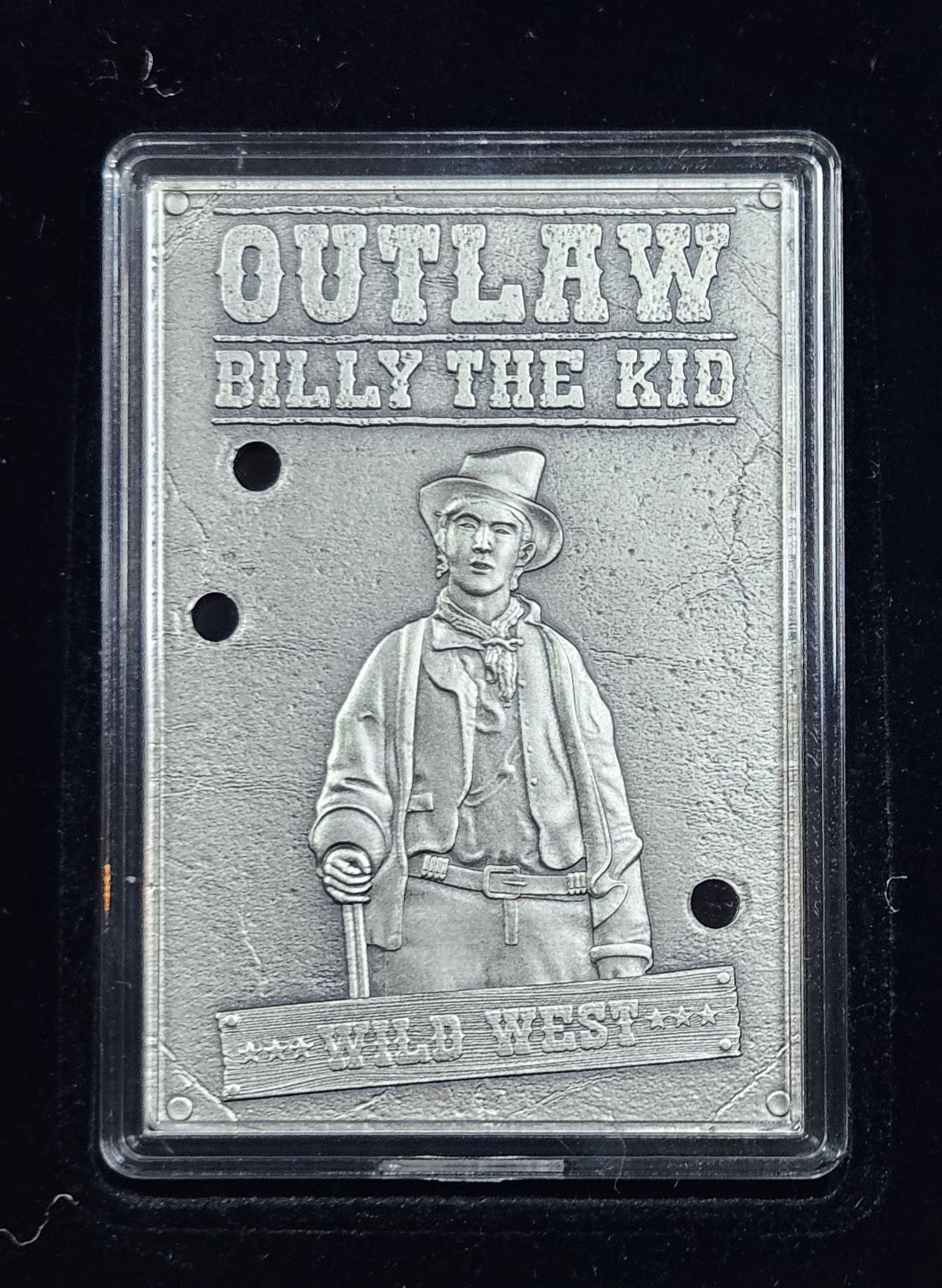 ~Rare~ Billy the Kid Wild West 1 oz Silver Art Bar in Presentation Case - .999 Silver