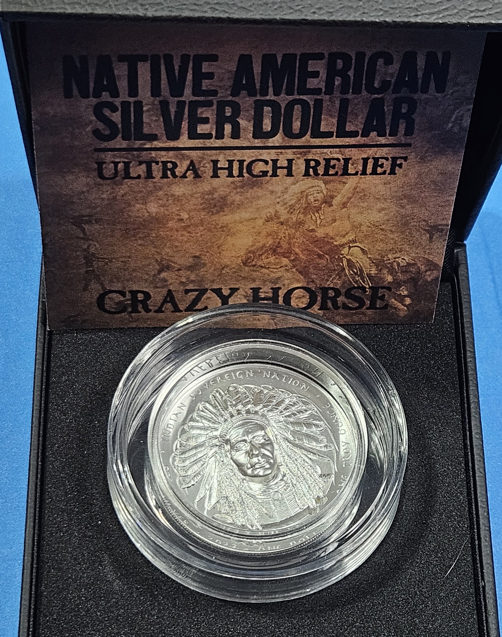 ~LIMITED EDITION~ High Relief Crazy Horse 1 Troy Ounce Silver Round with COA and Presentation Box