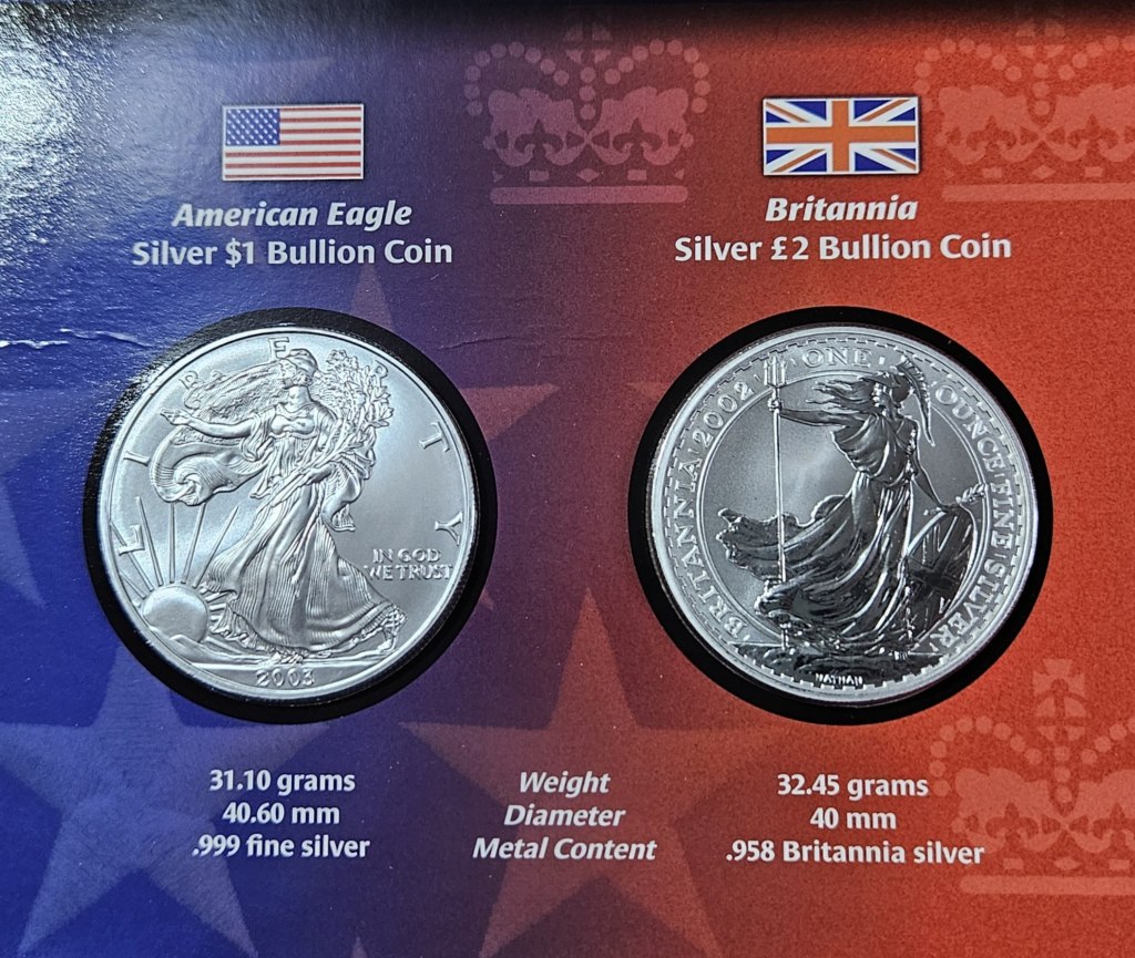 Legacies of Freedom Silver Eagle 1oz - English Britannia 1 oz Silver Bullion - TWO Silver Bullion in ONE!