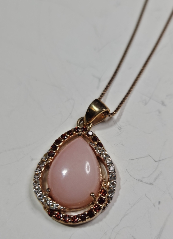 Topaz-Garnet-CZ Sterling Necklace