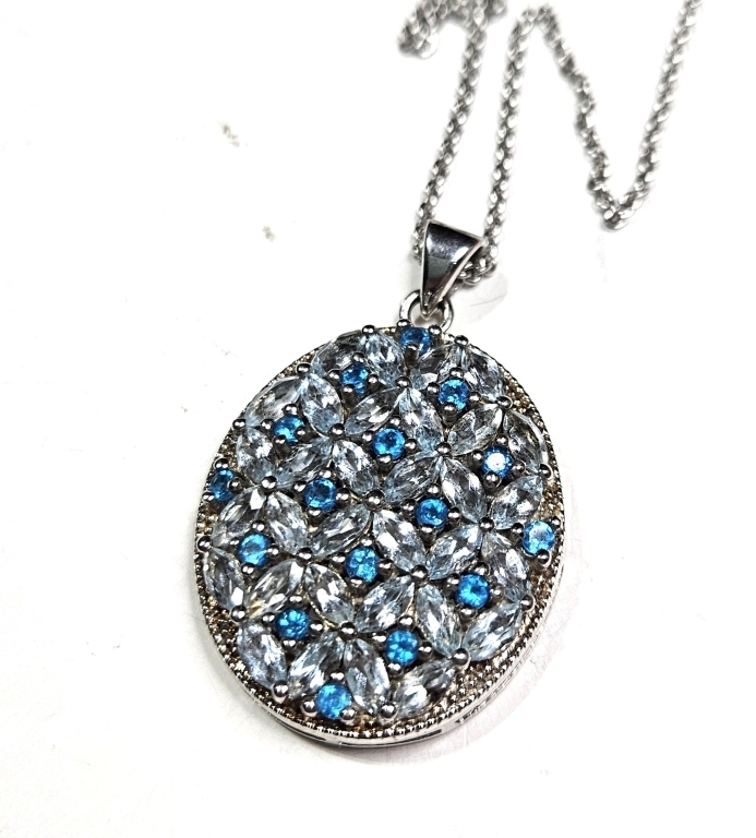 Sterling Silver Blue Topaz Necklace