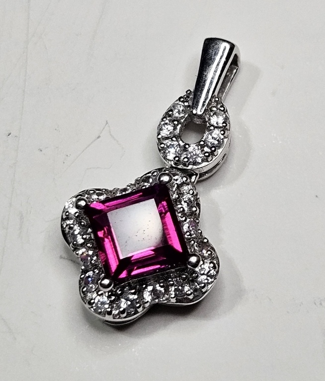 Sterling Silver Topaz CZ Pendant