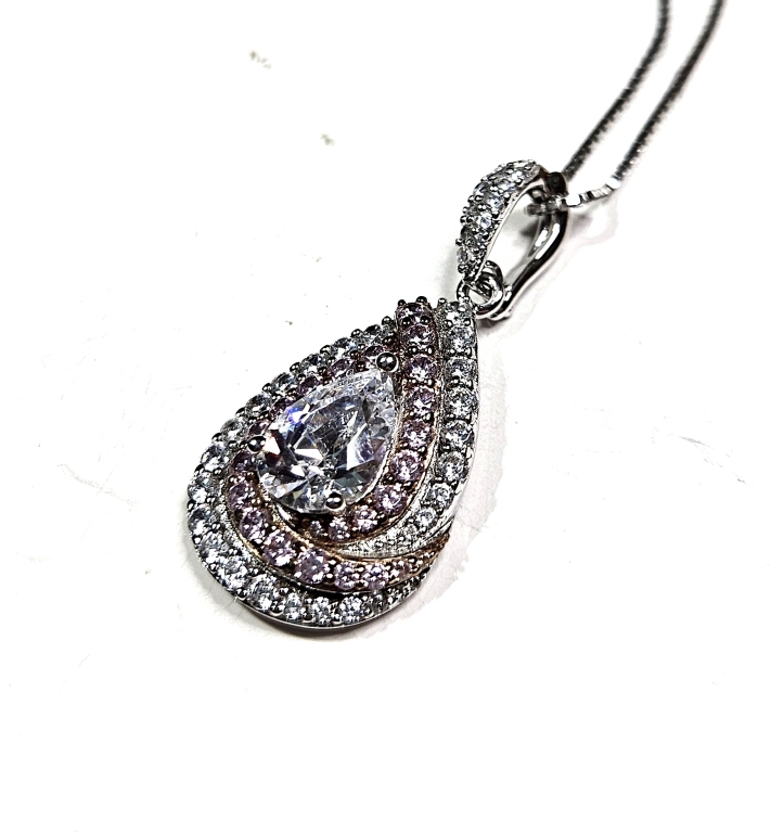 Multi Color CZ Sterling Silver Necklace