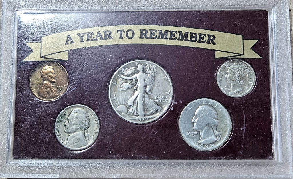1938 " A Year to Remember" Type Set of Coins in Plastic Display