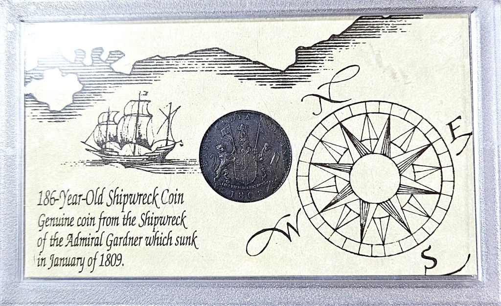 Very Collectible Better Grade Gardner Shipwreck East Indies Coin in Plastic Display