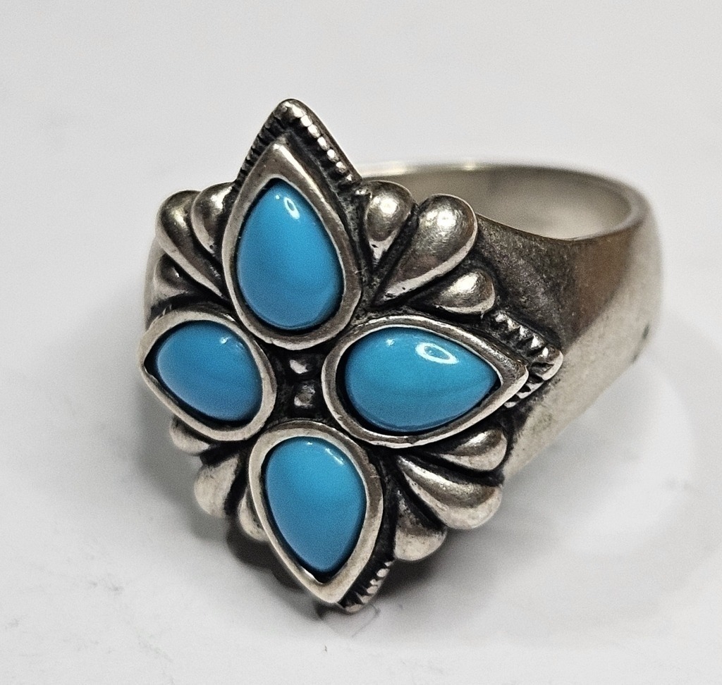 Sterling Silver Fancy Blue Stone Ring