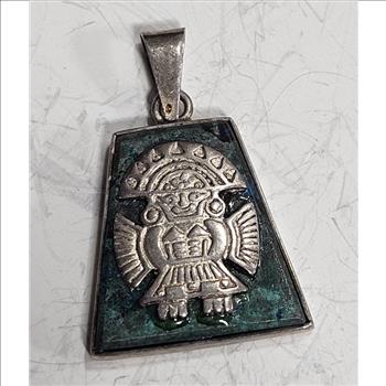Sterling Aztec Design Pendant