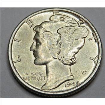 1945 s - BU Grade Mercury Dime