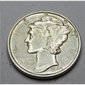 1942 AU Plus Mercury Dime