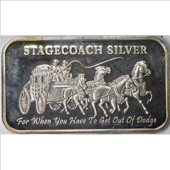 Rare - Collectible Segmented 1 oz Stagecoach Silver Bar - 1/4'd perforated Silver Bar