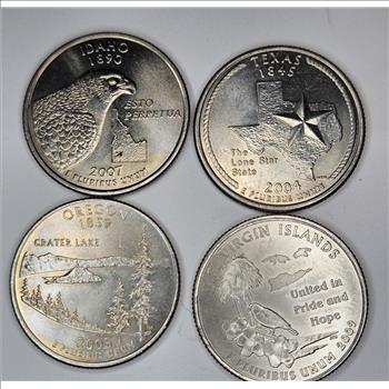 (4) State Quarters from Mint Set - Virgin Islands-Oregon-Texas-Idaho