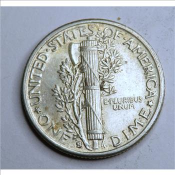 1943 S BU Mercury Dime Toned Obverse