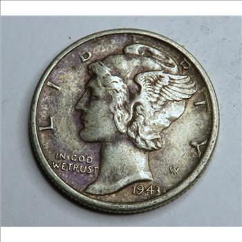 1943 S BU Mercury Dime Toned Obverse