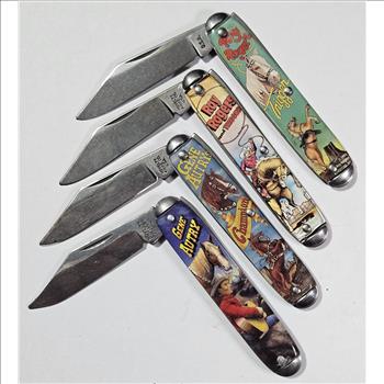 Lot of 4 Roy Rogers- Gene Autry - Novelty USA Made Pocket Knives - TV Golden Age Era Collectibles