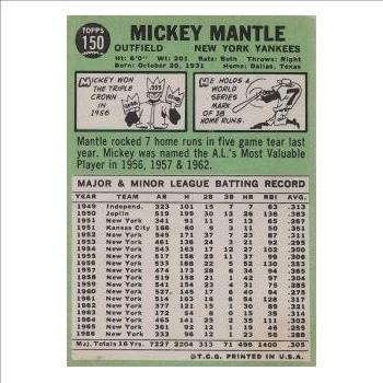 1967 Mickey Mantle Baseball Card - Authentic -