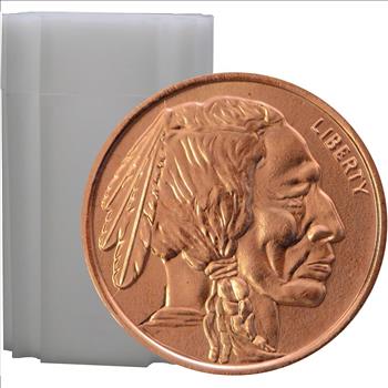 Roll of (20) Solid 1 oz. Copper Buffalo Design Rounds -