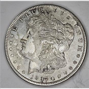 1897 P AU Grade Morgan Silver Dollar
