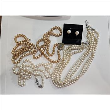 Costume Pearl Lot - Natural Pearl Earrings -  Assorted Type - 