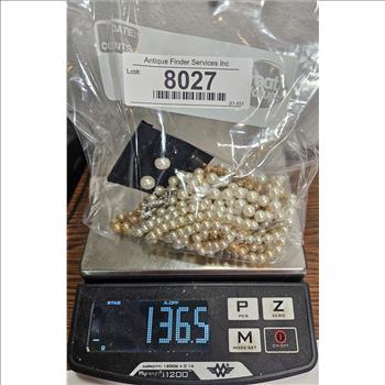 Costume Pearl Lot - Natural Pearl Earrings -  Assorted Type - 