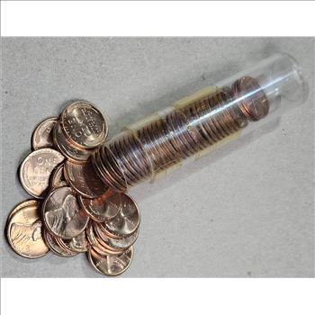 Roll of RED BU 1956 P Lincoln Wheat Cents