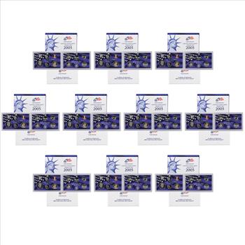 ~WOW~ Lot of TEN (10) 2005 US Mint PROOF Sets - Original Mint Packing