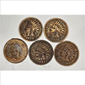 1902-1906-1883-1904-1906 Indian Head Cents- USA Coins