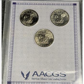 1980 PDS Trio of Susan B Anthony Dollar - MS 64 AACGS