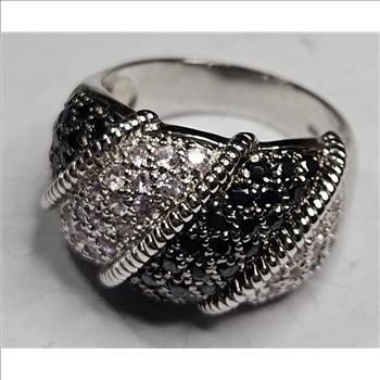 Fancy 2 Tone Sterling Silver Ring
