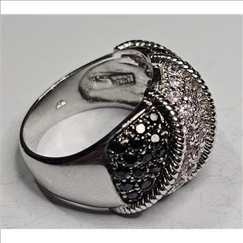 Fancy 2 Tone Sterling Silver Ring